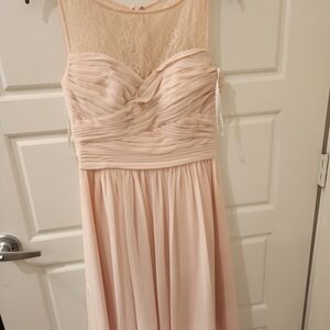 Elegant Lace and Chiffon Pink Dress